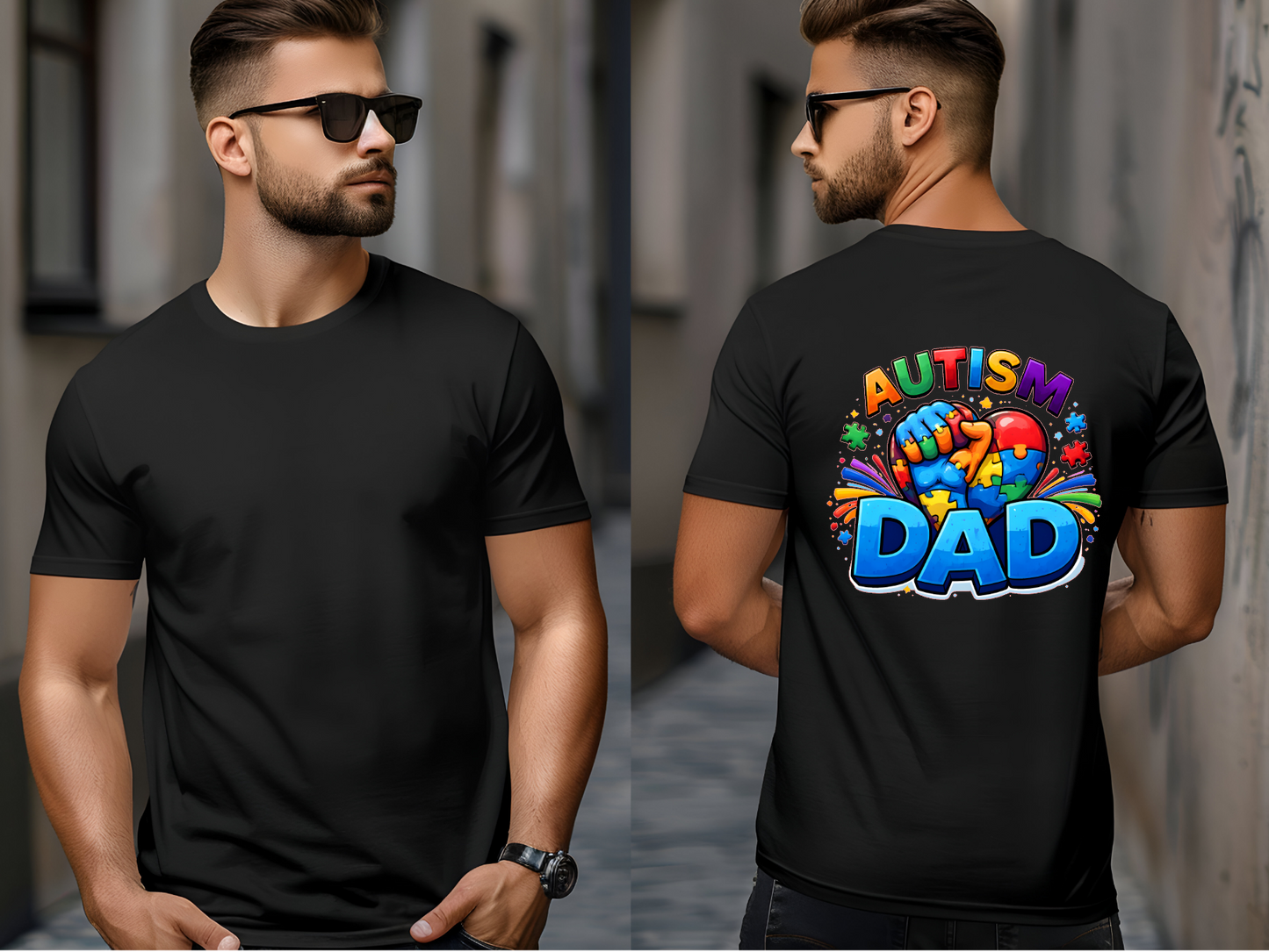 TSHIRT Autism Dad - Fathers Day Birthday Autism Awareness Unisex Casual Crew Neck Tshirt 100% Cotton - Snazzy Dudds