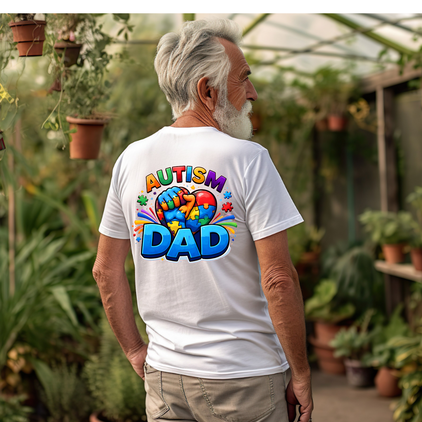 TSHIRT Autism Dad - Fathers Day Birthday Autism Awareness Unisex Casual Crew Neck Tshirt 100% Cotton - Snazzy Dudds