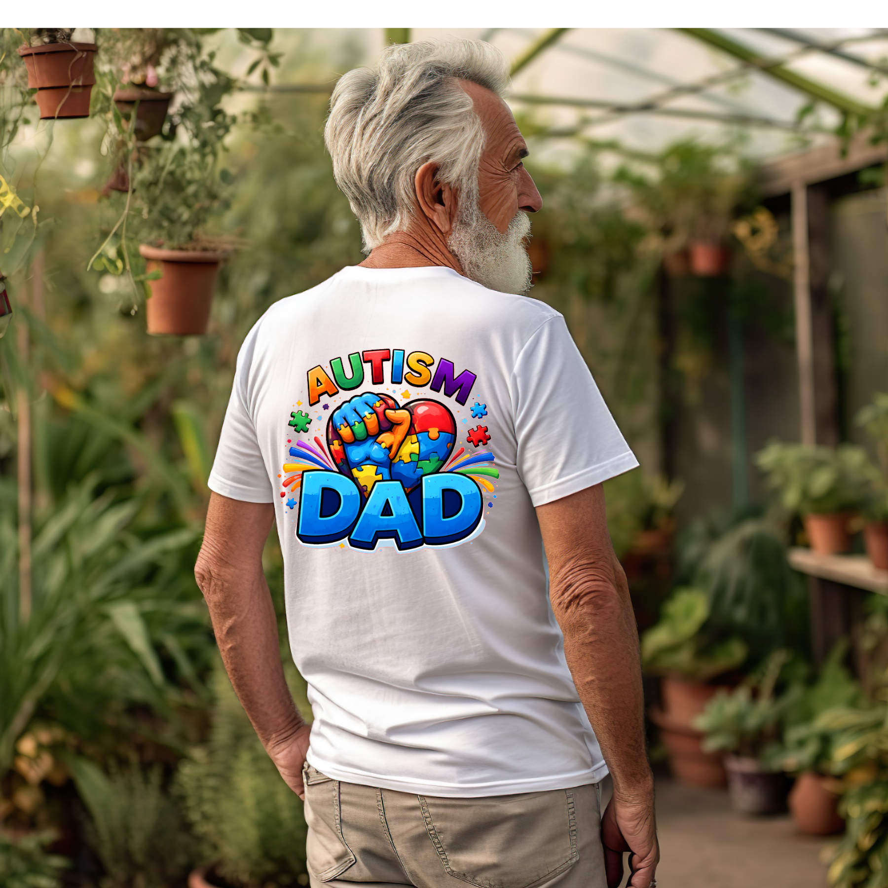 TSHIRT Autism Dad - Fathers Day Birthday Autism Awareness Unisex Casual Crew Neck Tshirt 100% Cotton - Snazzy Dudds