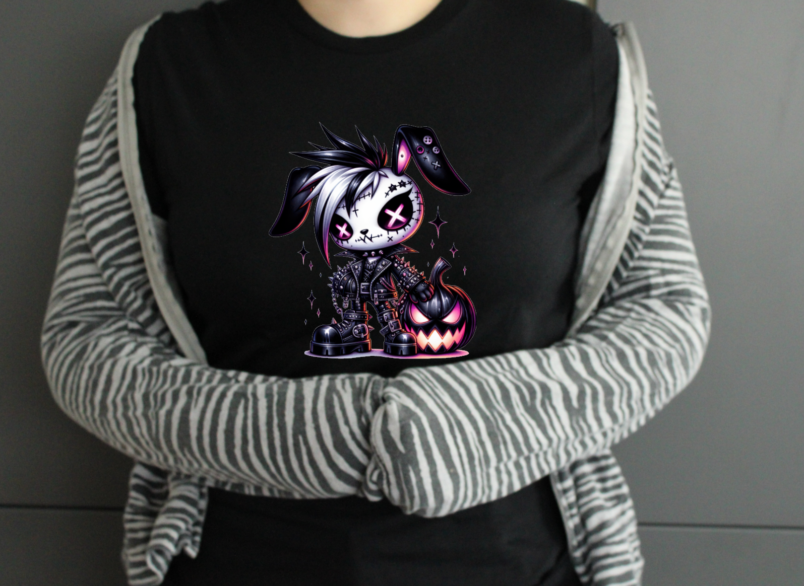 Neon Gothic Halloween Animals Unisex Crew Neck Tshirt - Snazzy Dudds