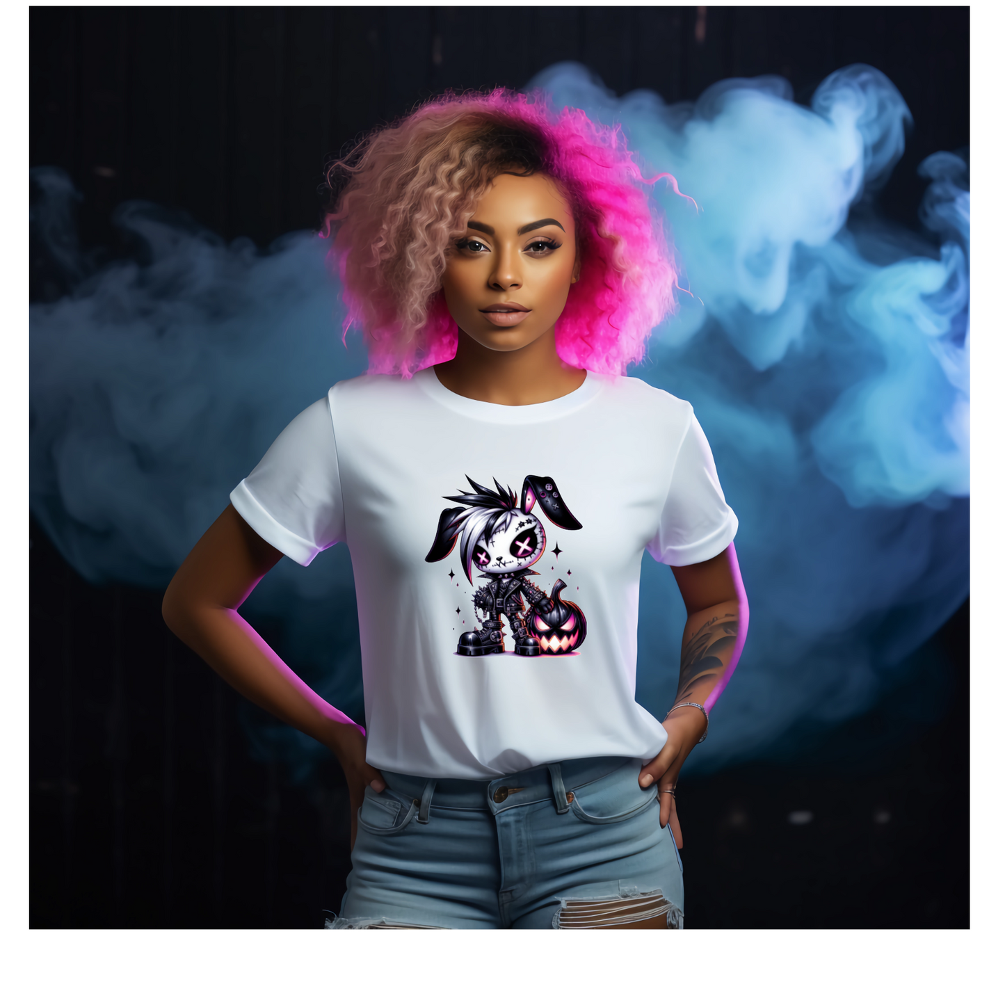 Neon Gothic Halloween Animals Unisex Crew Neck Tshirt - Snazzy Dudds