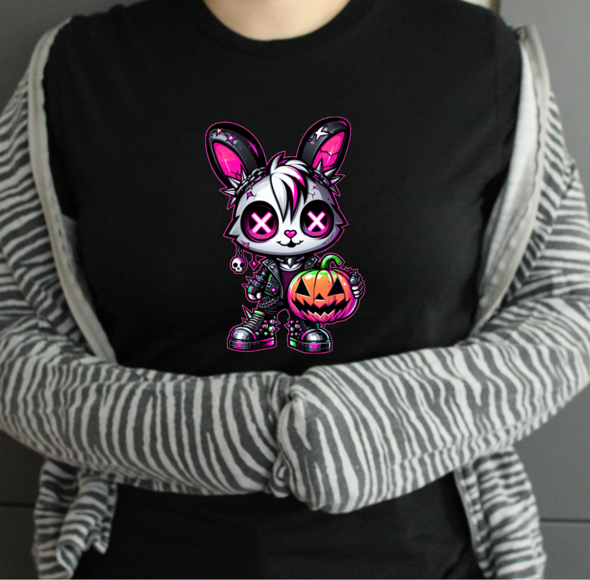 Neon Gothic Halloween Animals Unisex Crew Neck Tshirt - Snazzy Dudds