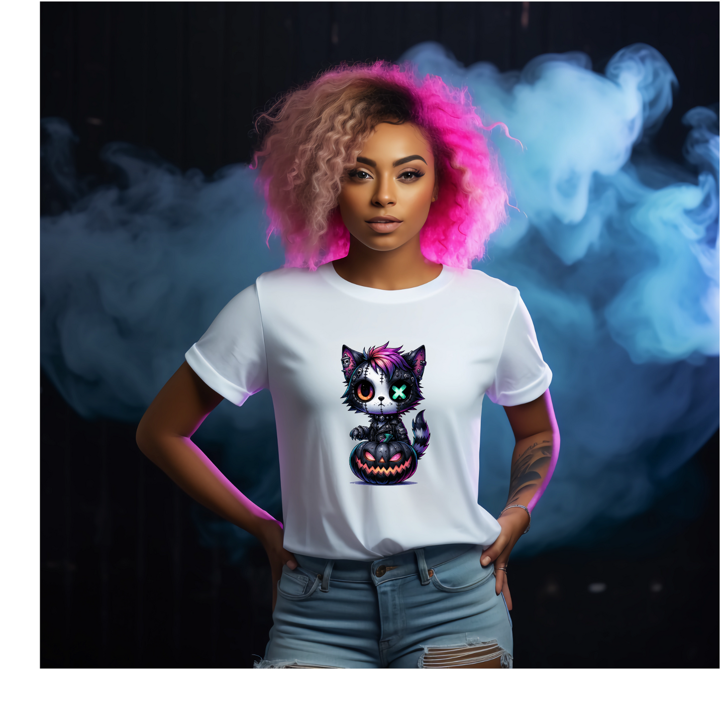 Neon Gothic Halloween Animals Unisex Crew Neck Tshirt - Snazzy Dudds