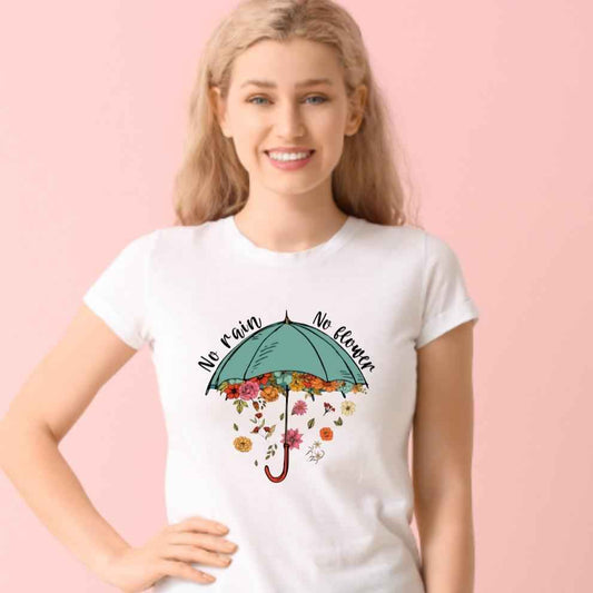 No Rain No Flower - Mental Health Unisex Crew Neck Tshirt or Casual Hoodie White - Snazzy Dudds