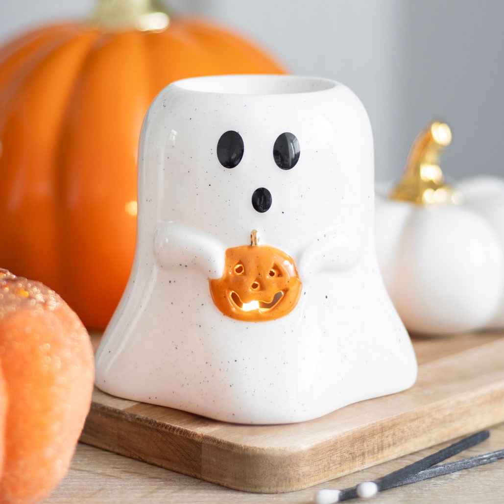 GHOST SHAPED Wax / OIL BURNER WITH PUMPKIN With FREE GIFT - Snazzy Dudds