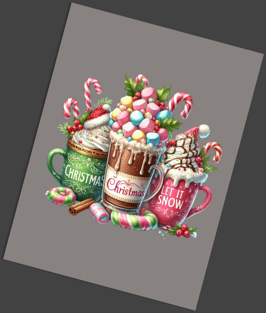 Let It Snow Christmas Marshmallow Drinks DTF Transfer - Snazzy Dudds