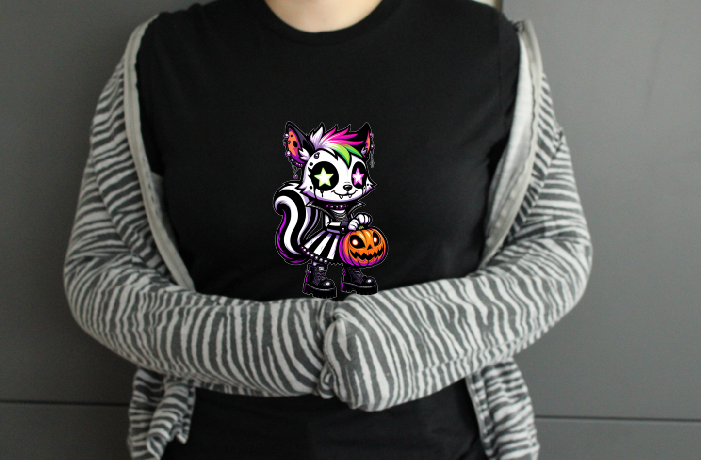Neon Gothic Halloween Animals Unisex Crew Neck Tshirt - Snazzy Dudds
