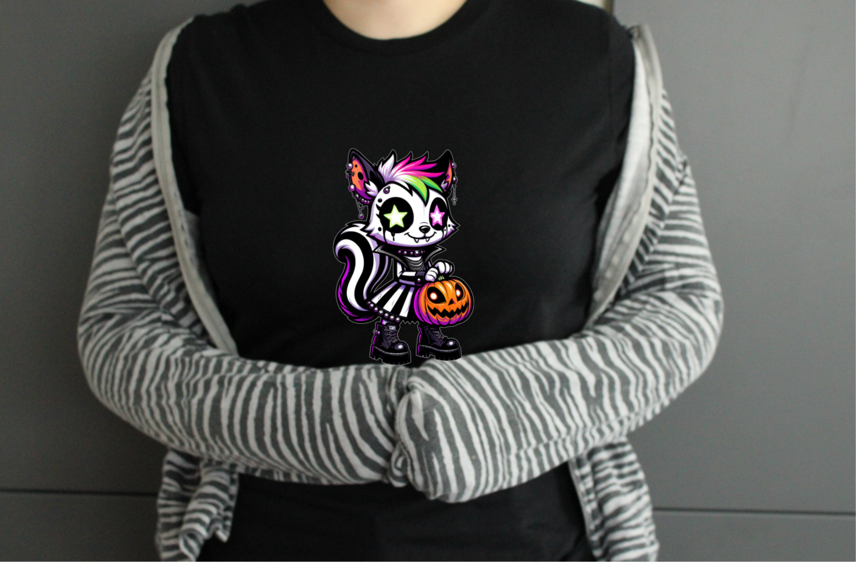 Neon Gothic Halloween Animals Unisex Crew Neck Tshirt - Snazzy Dudds