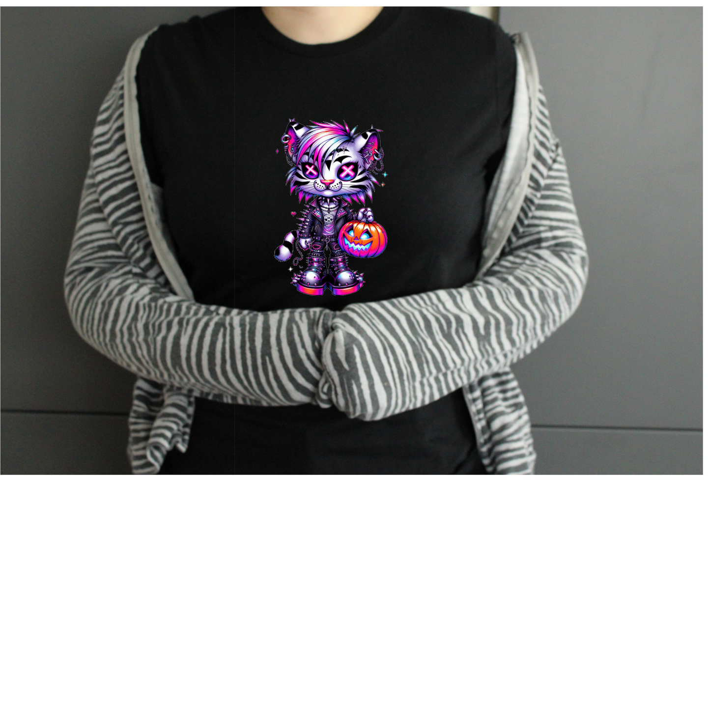 Neon Gothic Halloween Animals Unisex Crew Neck Tshirt - Snazzy Dudds