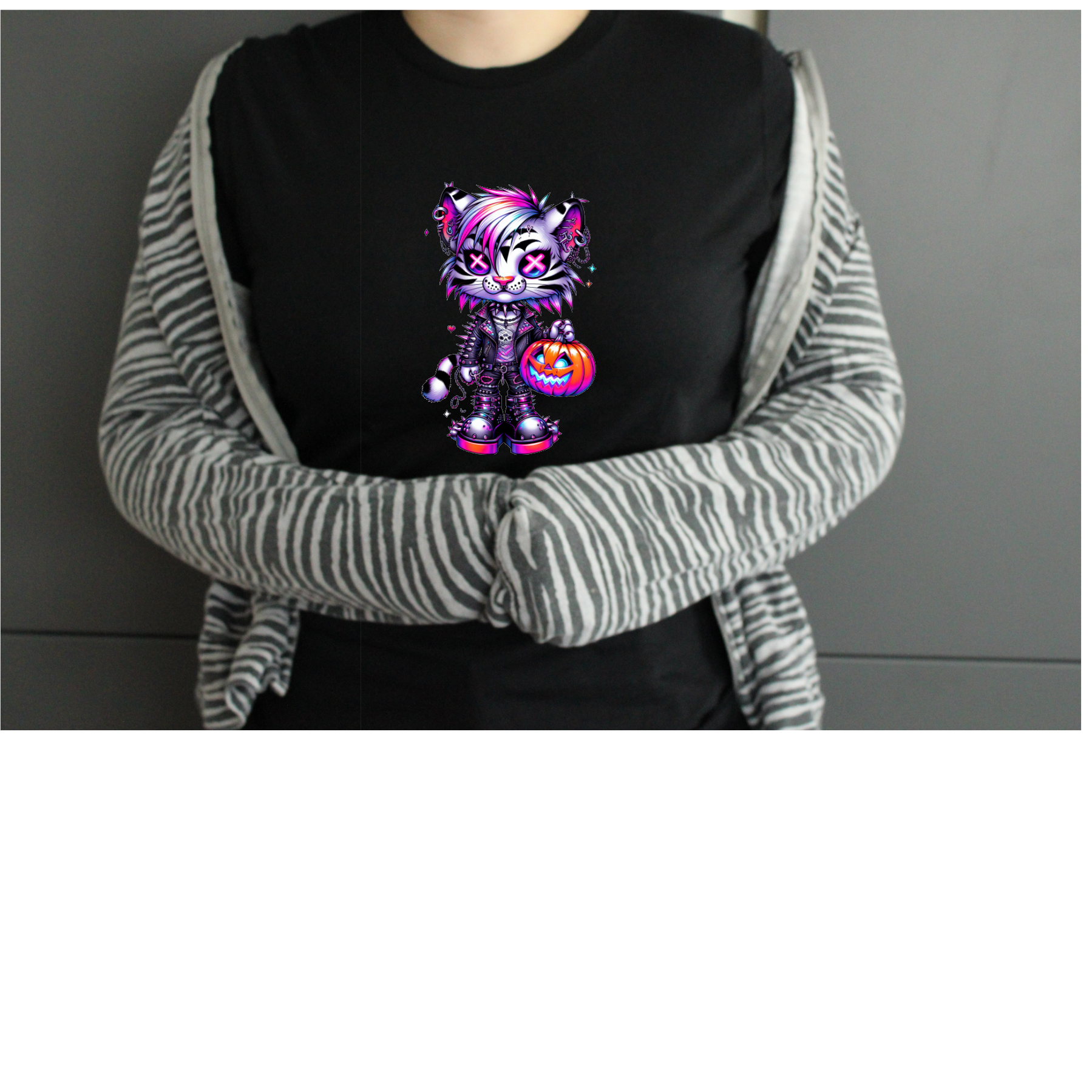 Neon Gothic Halloween Animals Unisex Crew Neck Tshirt - Snazzy Dudds