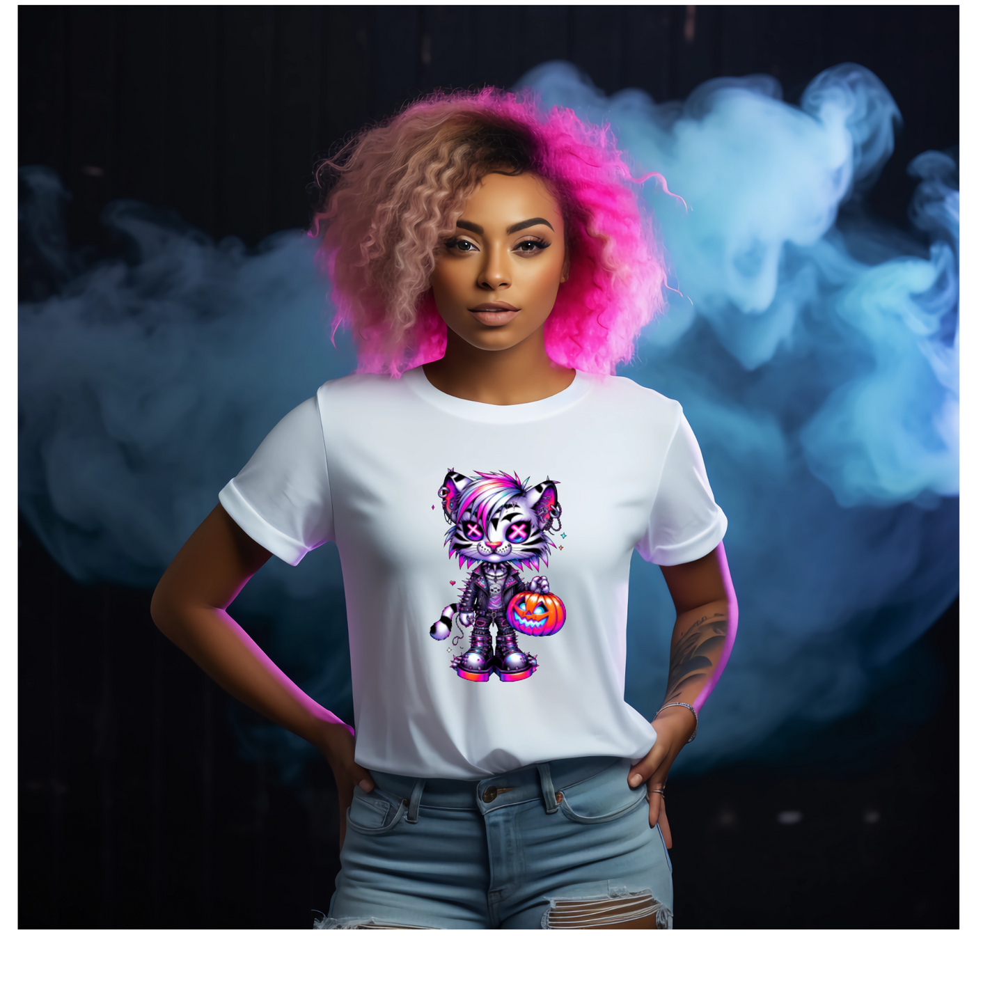 Neon Gothic Halloween Animals Unisex Crew Neck Tshirt - Snazzy Dudds
